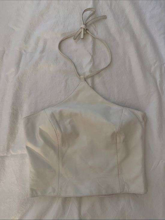 Hugo Buscati Tops - Hugo Buscati Cream Halter Crop Top